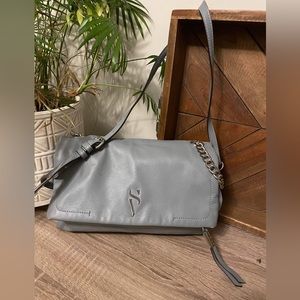 Simply Vera Vera Wang Grey Garrison Leather Crossbody Contemporary Handbag